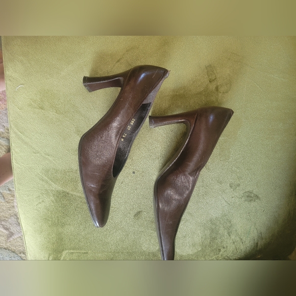 Misses sz 7.5 Bandolino Brown Leather Pumps High Heel Shoes - Picture 2 of 6